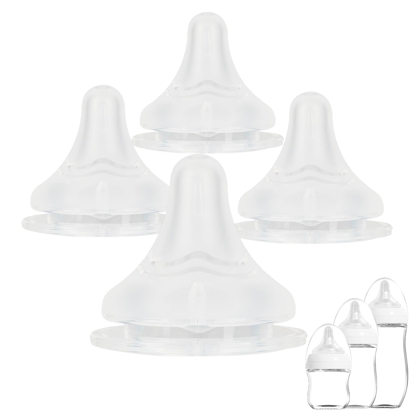 Baby Bottle Nipple for Gulicola Natural Glass Bottle,Size S Soft Silicone Nipples,1m+,Slow Flow, 4 Count