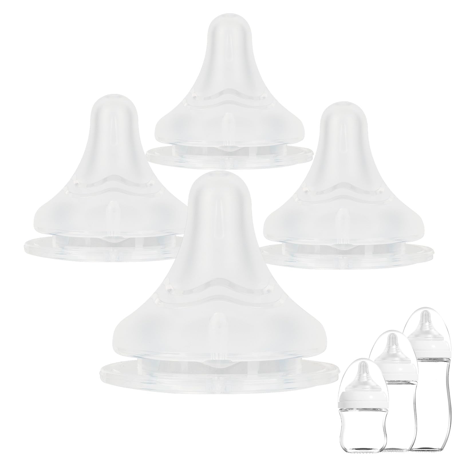 Baby Bottle Nipple for Gulicola Natural Glass Bottle,Size S Soft Silicone Nipples,1m+,Slow Flow, 4 Count