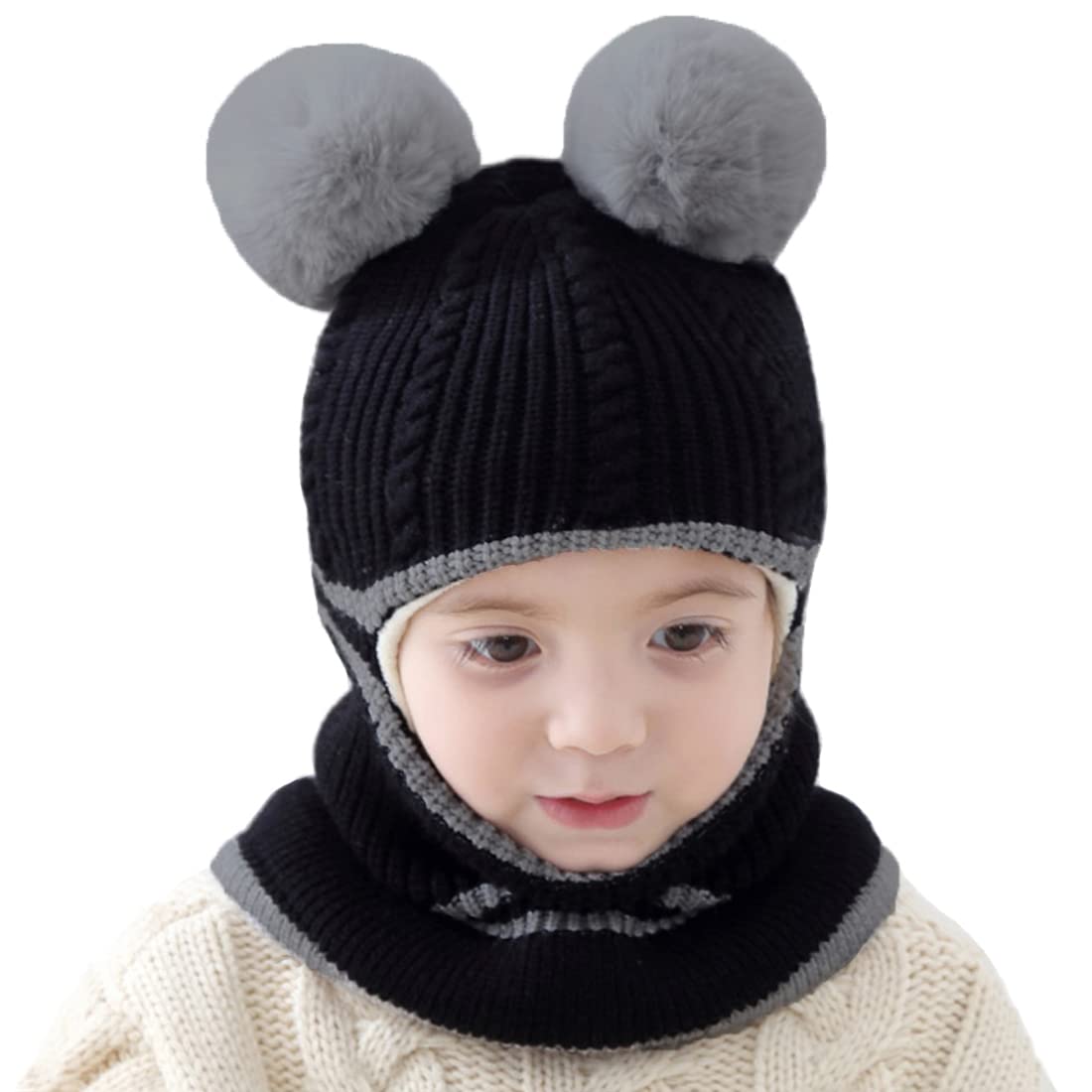 Toddler Winter Hat, Baby Winter Hat, Fleece Lined Girls Boys Winter Hat, Kids Winter Hat Scarf Earflap Hood Skull Caps, 1-4T (Be