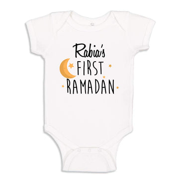 My First Ramadan Custom Name Baby Bodysuit Infant One Piece 12 Mo White