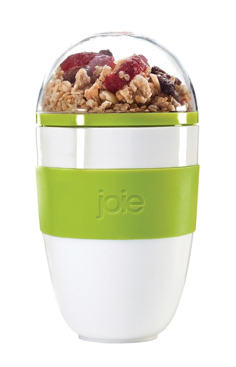 Joie Yogurt On The Go Portable Cup With Snap-On Spoon, Reusable Container With Separate Compartment For Granola, Durable And Lea