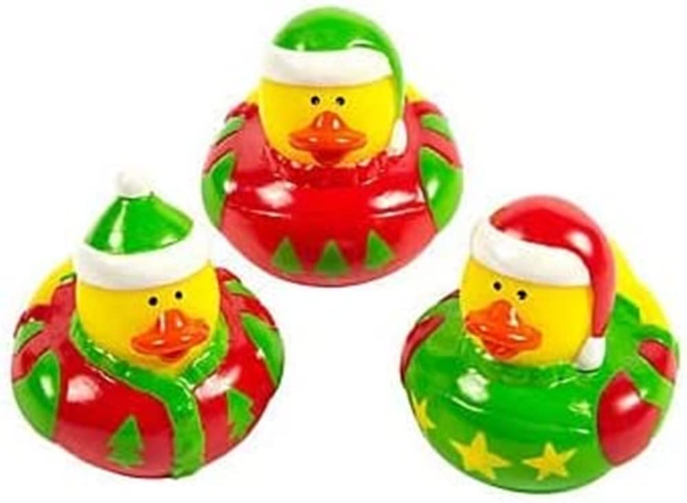 HAPPY DEALS ~ Ugly Sweater Rubber Ducks | 12 Pack | Christmas Duckies