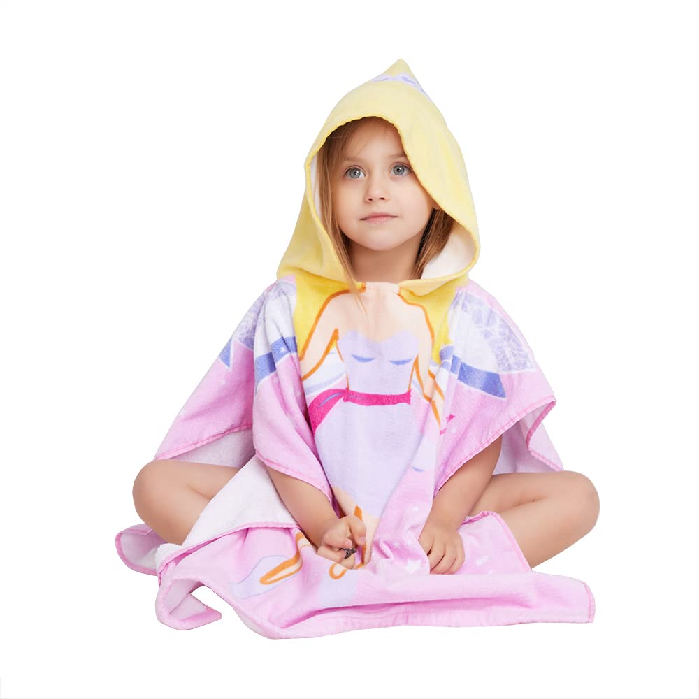 100% Cotton Hooded Towel For Toddlers 2-6 Years Boys Girls Kids Bath Pool Beach Towel Soft Absorbent Beach Poncho Little Fairy