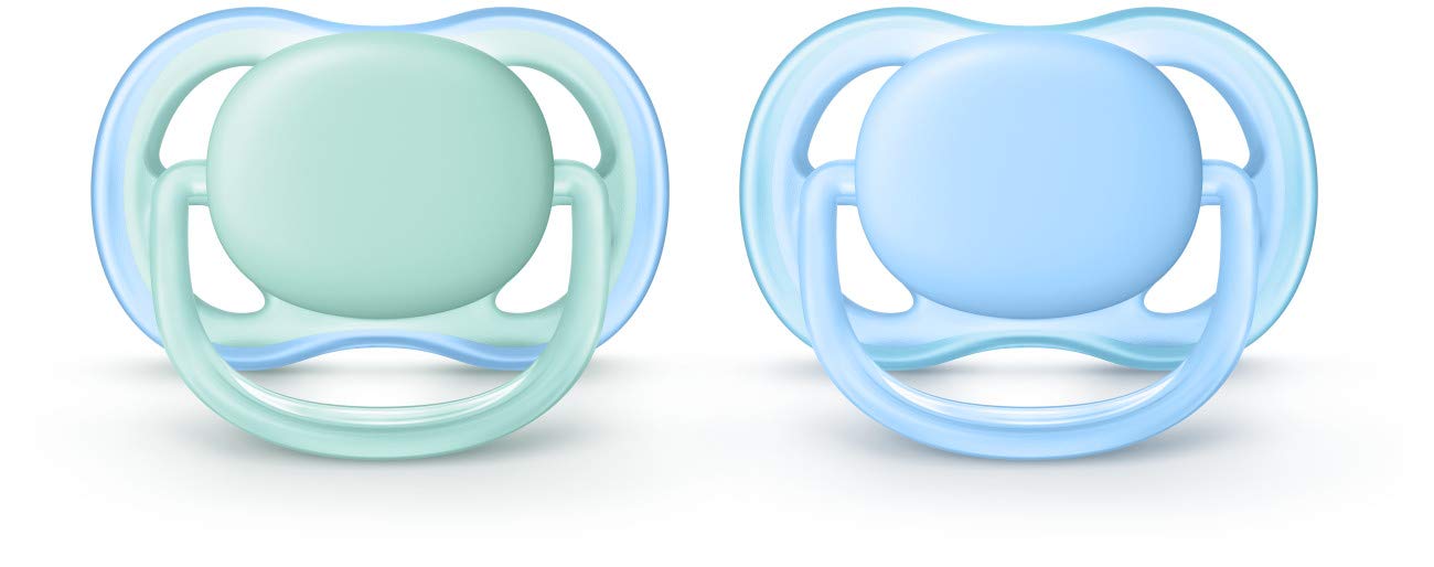 Philips Avent Ultra Air Pacifier, 0-6 Months, Blue/Green, 2 Pack, Scf244/20