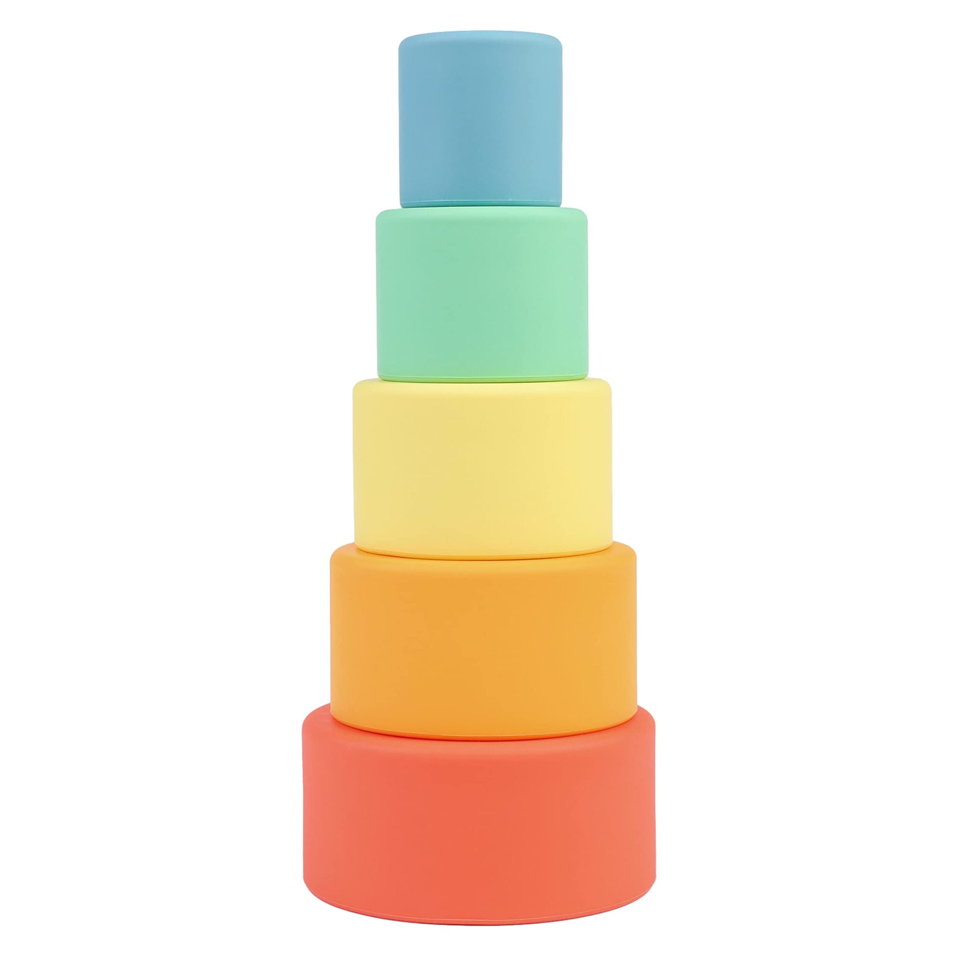 BLUE GINKGO Silicone Stacking Cups - Nesting & Sensory Stacking Toy for Toddlers | Open-Ended Montessori Toy with 5 Cups (Matte 