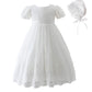 Silver Mermaid Baby Girls Christening Baptism Dress Special Occasions Lace Floral Embroidered Christening Gown(18M,Ivory White)