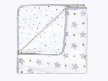 Masilo Organic Muslin Modern Newborn Organic Cotton Muslin Baby Blanket, Sustainable Unisex/Star/Metallic, Summer Baby Essential