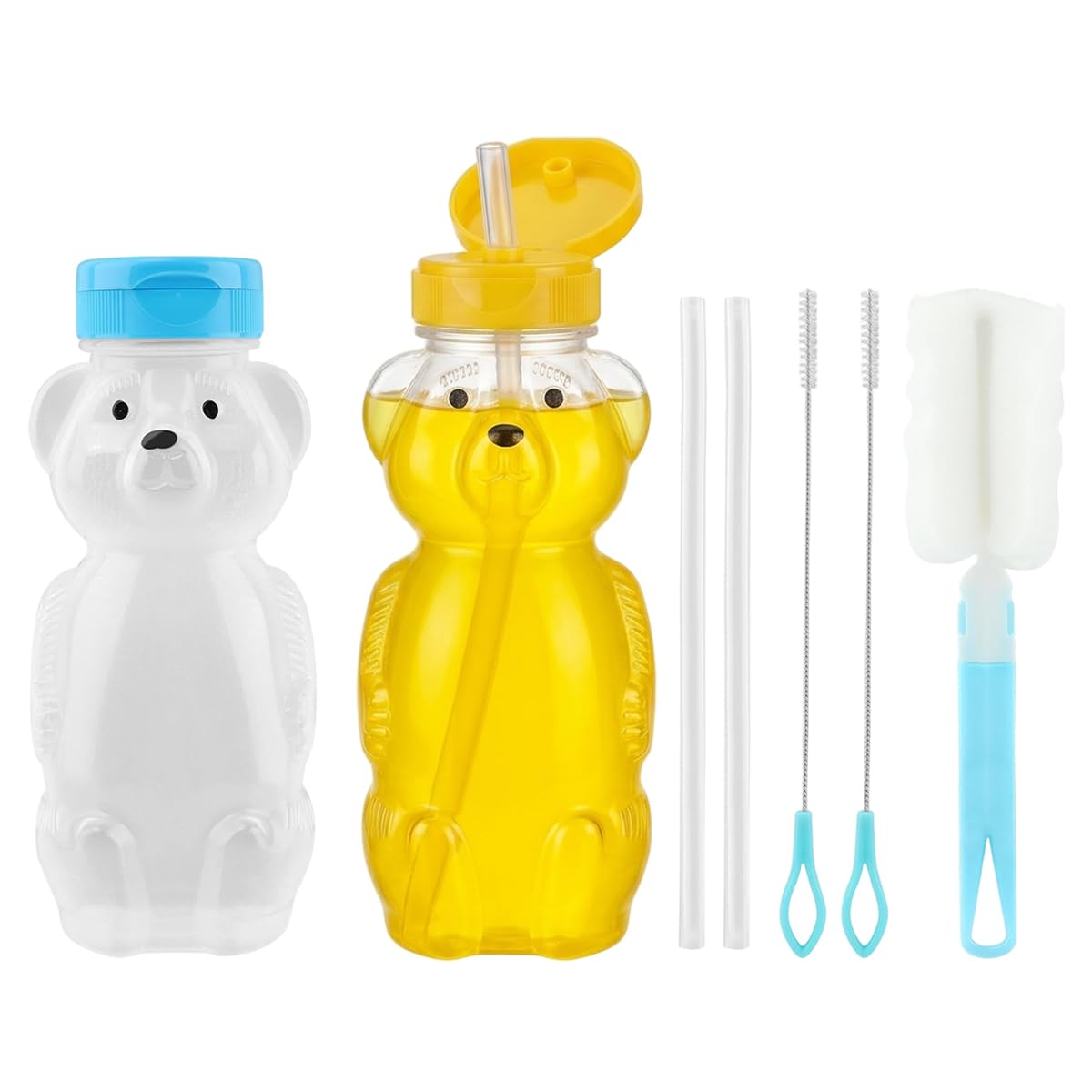 SNOWIE SOFT Straw Cups Juice Bear Bottle with Long Straws Spill Proof Sippy Cup for Baby Toddler Speech and Feeding Training 230