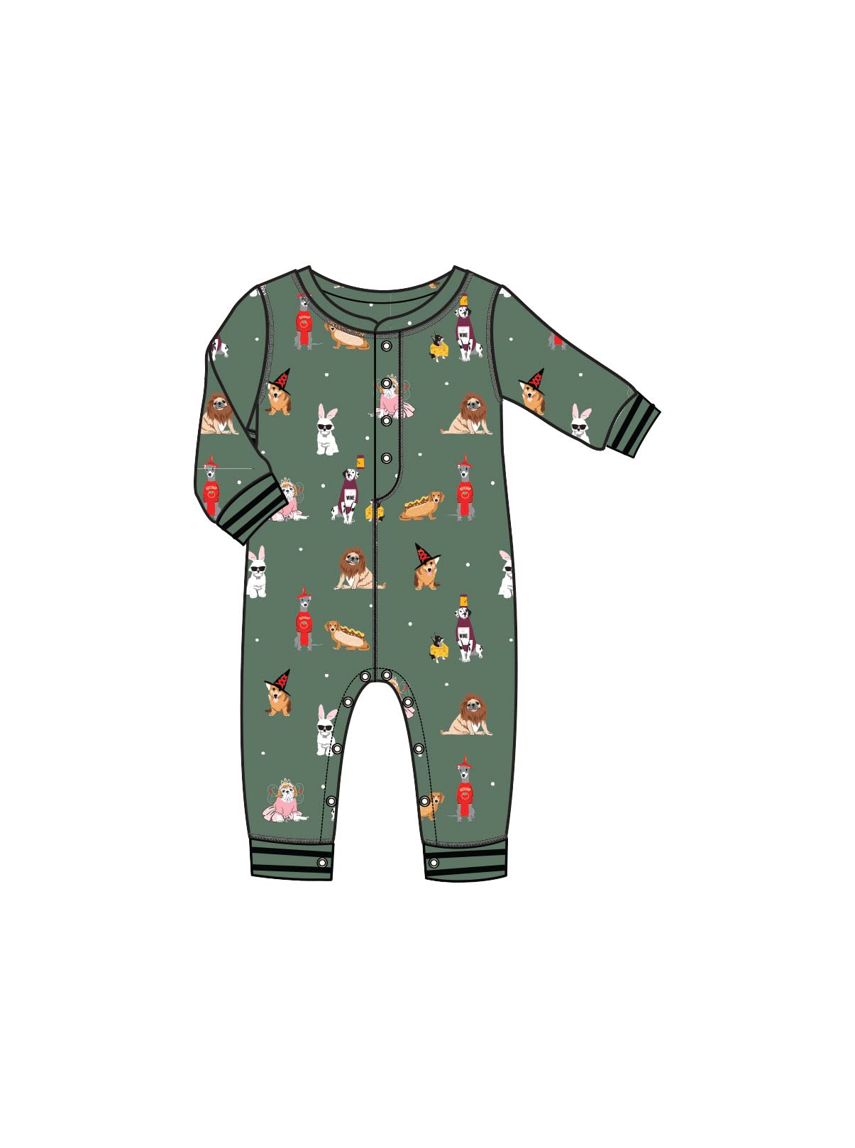 Pj Salvage Kids Unisex Baby Pajamas My Dog Is My Boo Romper, Olive, 3-6 Months