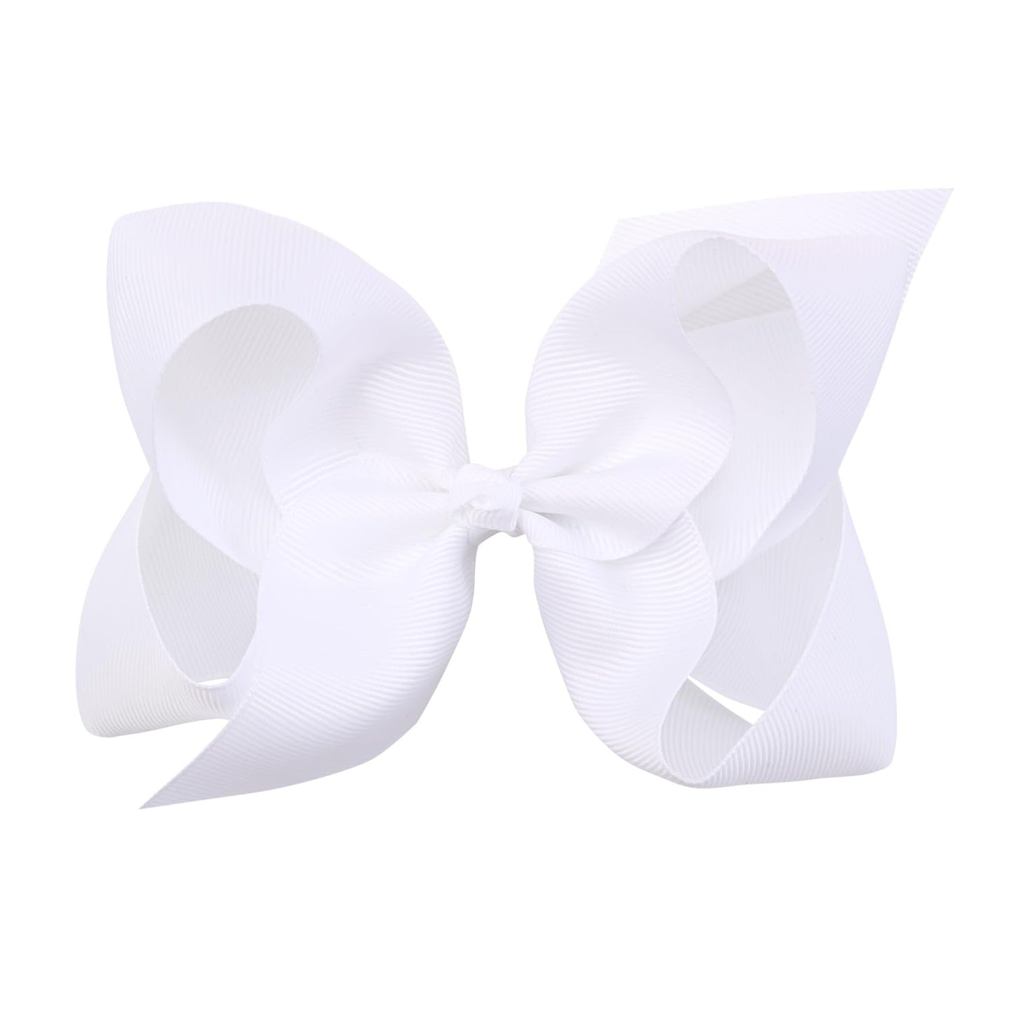 Oaoleer Big Hair Bows For Girls 12 Pcs 6' White Grosgrain Ribbon Large Boutique Bow Alligator Clips Hair Accessories For Toddle