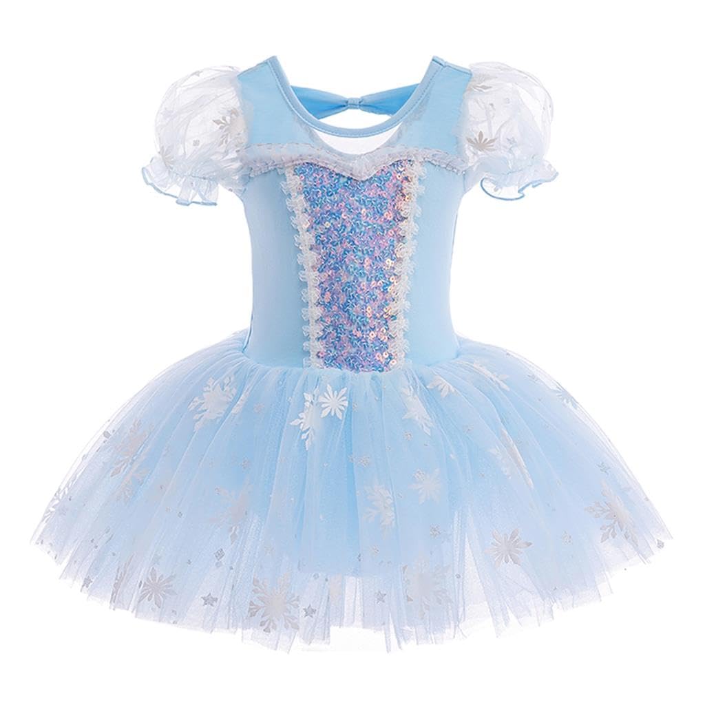 Dressy Daisy Toddler Girls Snow Princess Ballet Tutu Dress Leotard Tulle Skirt Sparkling Ballerina Outfit Dancewear Size 2T - 3T