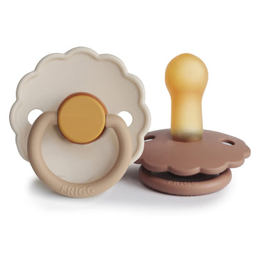 Frigg Daisy Natural Rubber Baby Pacifier | Made In Denmark | Bpa-Free (Chamomile/Peach Bronze, 6-18 Months) 2-Pack