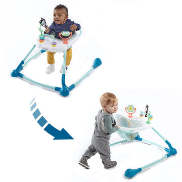 Kolcraft Tiny Steps Too Baby Walker, 2-in-1 Infant and Baby Activity Push Walker with Steel Base, Seated or Walk-Behind with whe