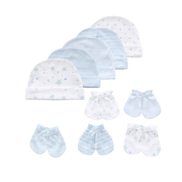 Mamimaka Baby Hat And Mittens Set Newborn Baby Hats Caps For Baby Boys Girls 0-6 Months 100% Cotton