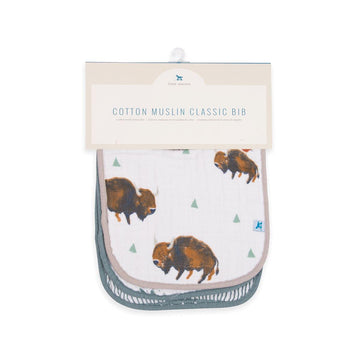 Little Unicorn Premium Classic Bib 3 Pack | Adjustable As Baby Grows | Soft Fabric On Skin | Great For First Time Eaters (Bison)