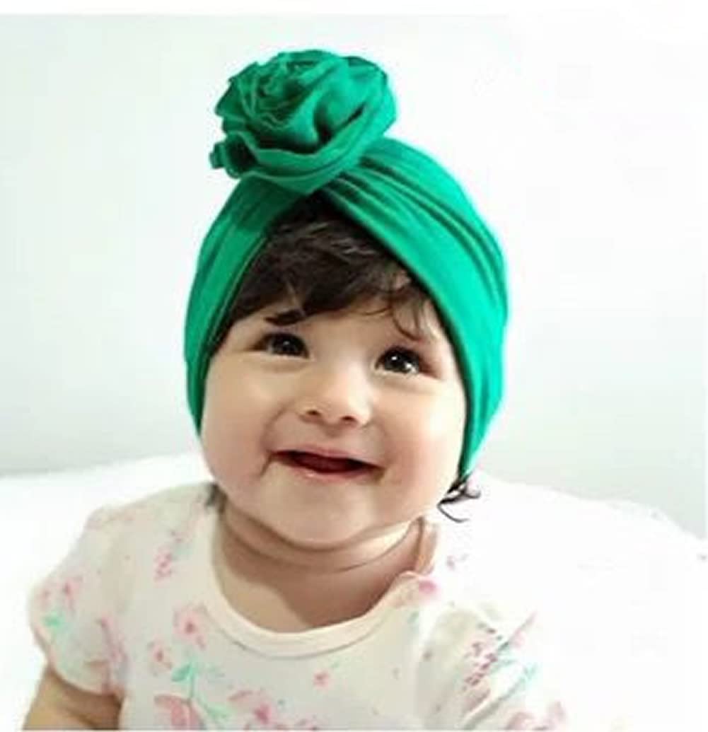Angla 8 Pack Solid Large Flower Knot Bow Cotton Beanie Turban Hat Cap India Muslim Islamic Headwrap Winter Hospital Nursery For