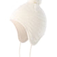 Connectyle Toddler Boys Beanies With Ear Flaps Kids Pompom Beanie Hat Fleece Lined Knit Winter Skull Caps M White