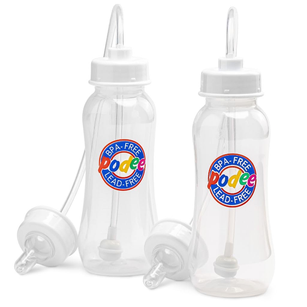 Hands-Free Baby Bottle - Anti-Colic Nursing System 9 oz Baby Bottle with Fast Flow Nipple/Teat 3m+ with Tube Straw Feeding Syste