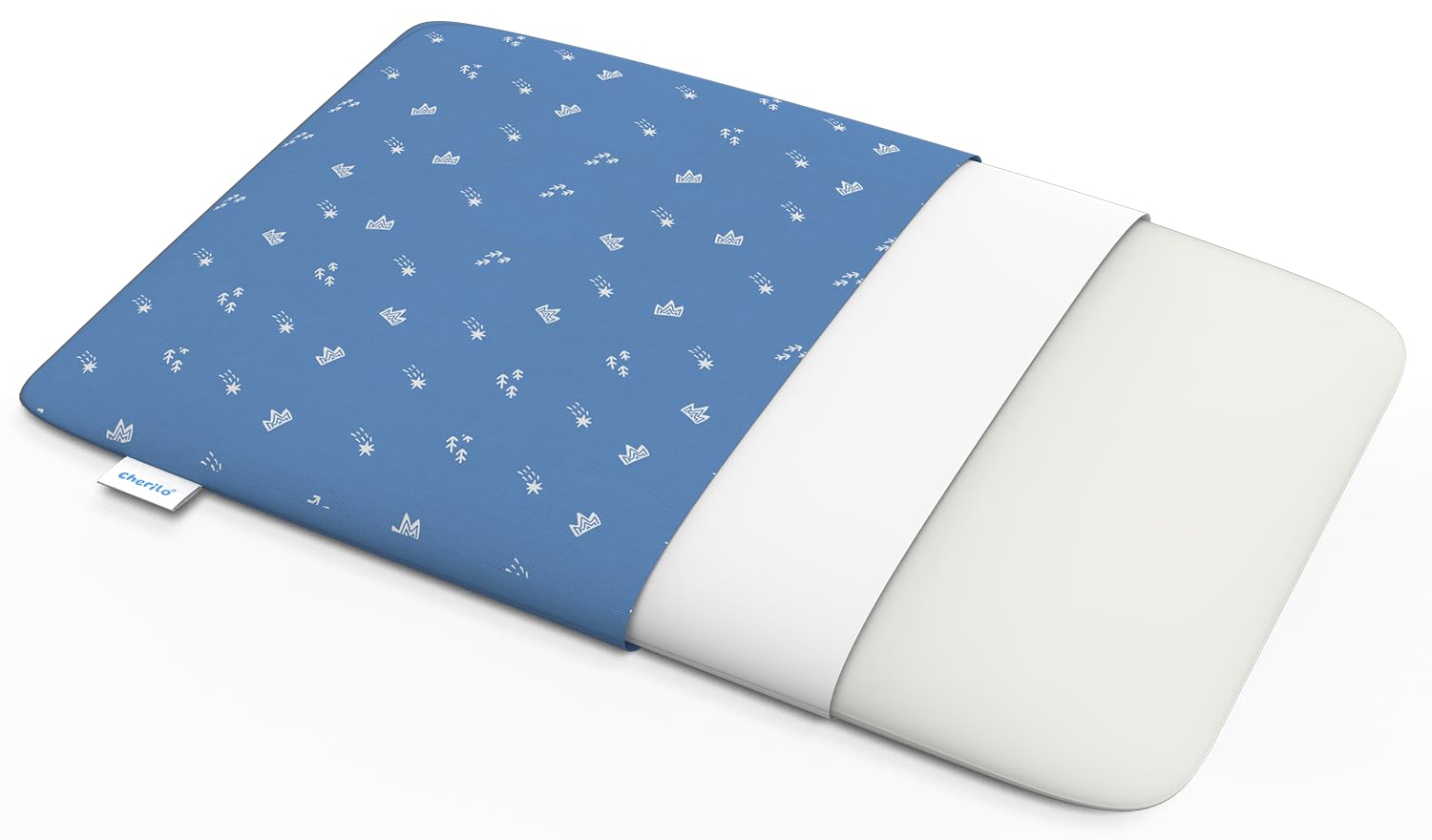 Cherilo Baby Neck Support Pillow | Memory Foam Kids Pillow For Toddlers For Sleeping With Royal Star Pattern Cover | Blue Baby P