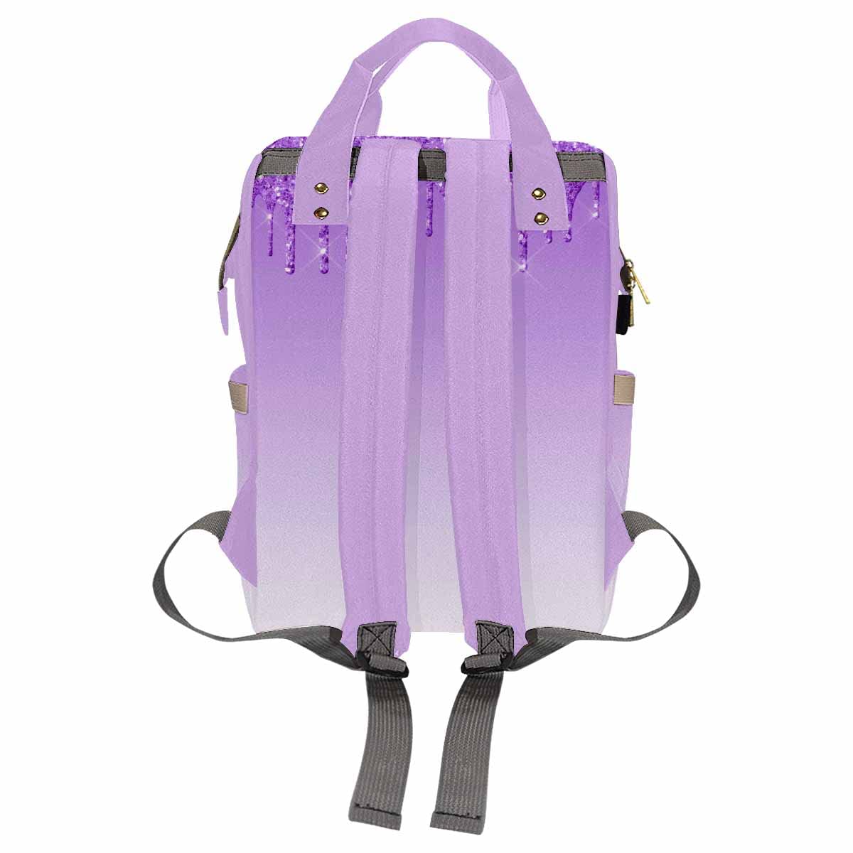Artsadd Personalized Girl Baby Diaper Bag, Crown Purple Glitter Travel Backpack Casual Daypack Custom Multi-Function Nappy Bag W