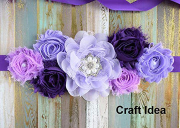 Yycraft 15Pcs Purple/Lavender Chiffon Lace Hair Flower For Girls Headband Baby Flowers Bows,Crafts,Party Decoration(2'-4.5')