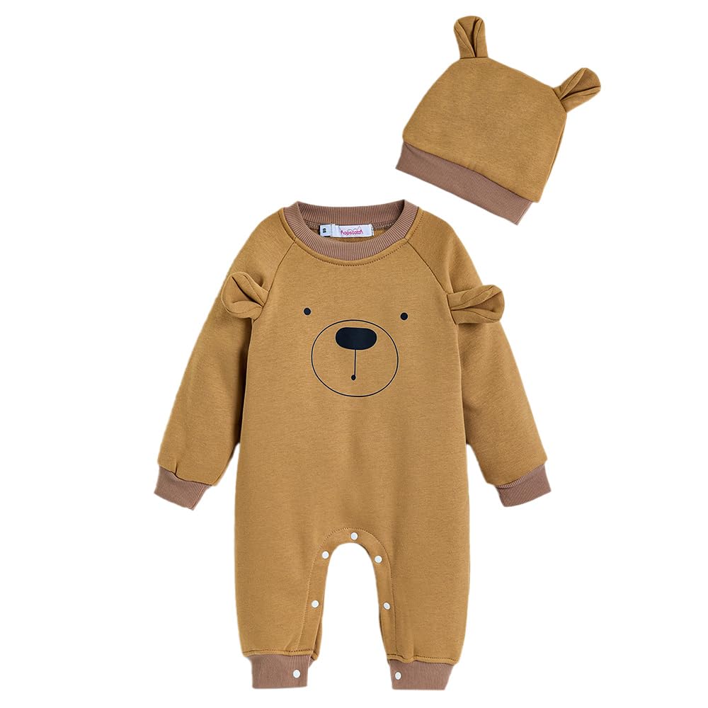 Hopscotch Boys Brown Full Sleeves Teddy Applique Bodysuit For Age (1824 Months)