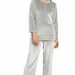 ORIEXFABB Mandarin Collar Long Sleeves Velvet Top & Pyjamas Winter Night Suits (Set of 2)163 Light GreyL
