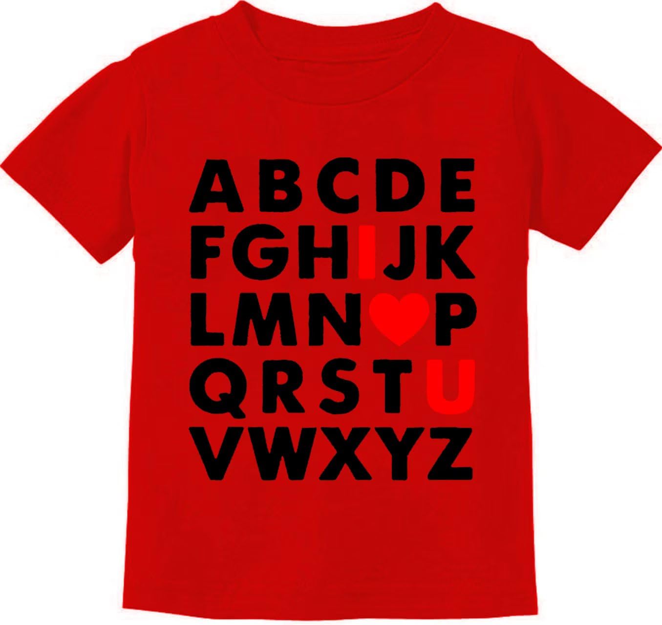 Mrocioa Little Girl Valentines Day Shirt Alphabet Abc I Love U Graphic Toddler Unisex Kids Vday Heart Tops Size 7 Years