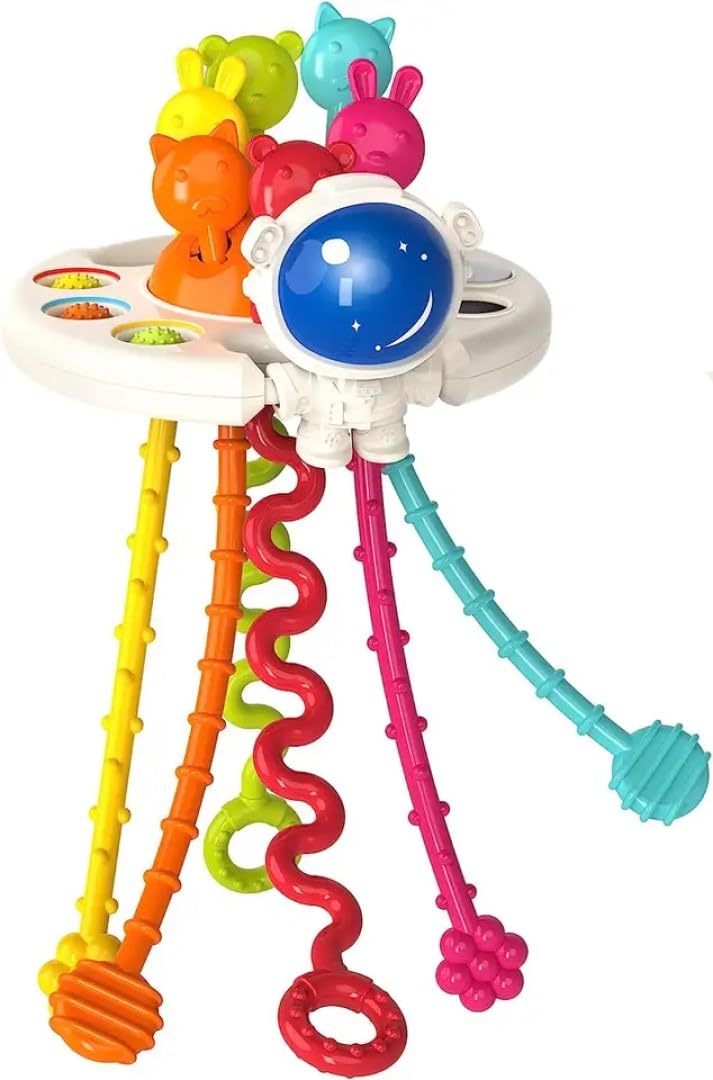 Yummy Baby Montessori Sensory Toy for Babies 18+ Months, Silicone Pull String Teething Toy, Perfect for Entertaining Baby While 