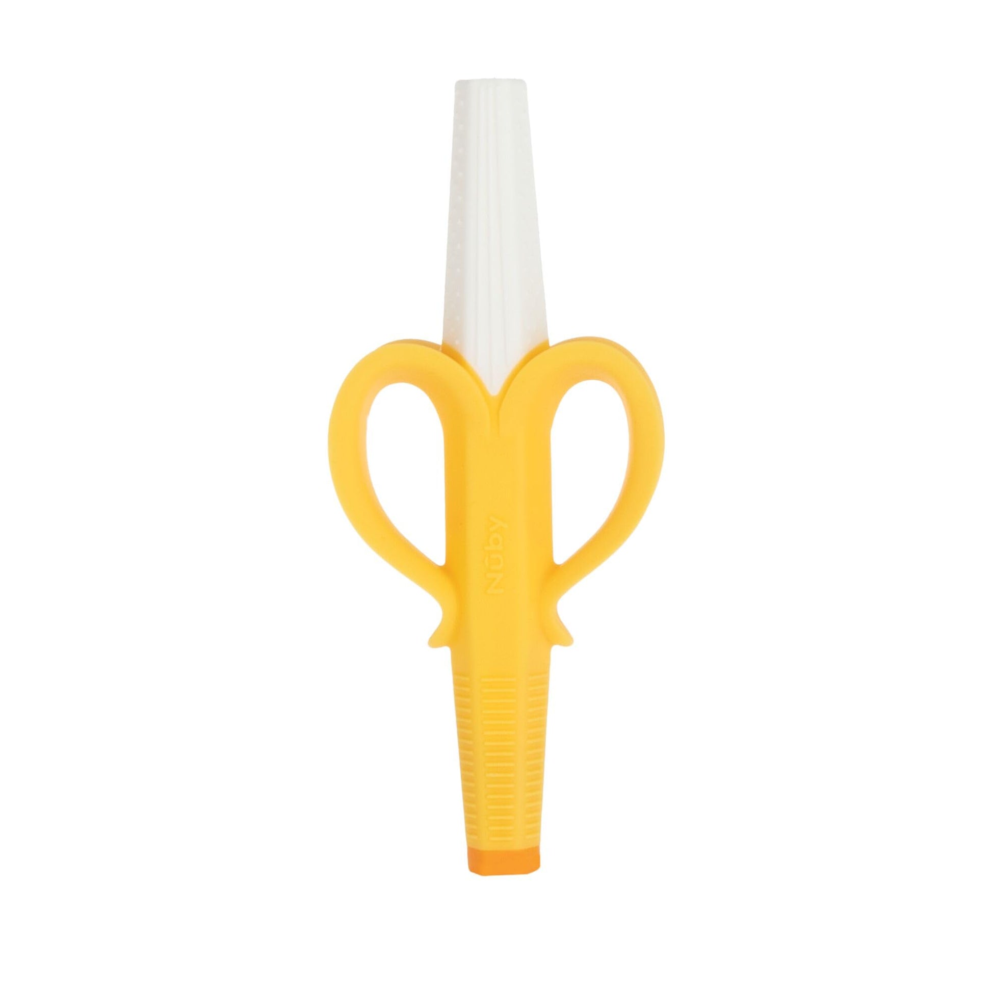 Nuby Banana Hollow Tube Silicone Teething Toy - Gum Massaging Baby Teething Relief Toy for 3+ Months