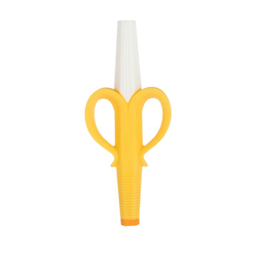 Nuby Banana Hollow Tube Silicone Teething Toy - Gum Massaging Baby Teething Relief Toy for 3+ Months