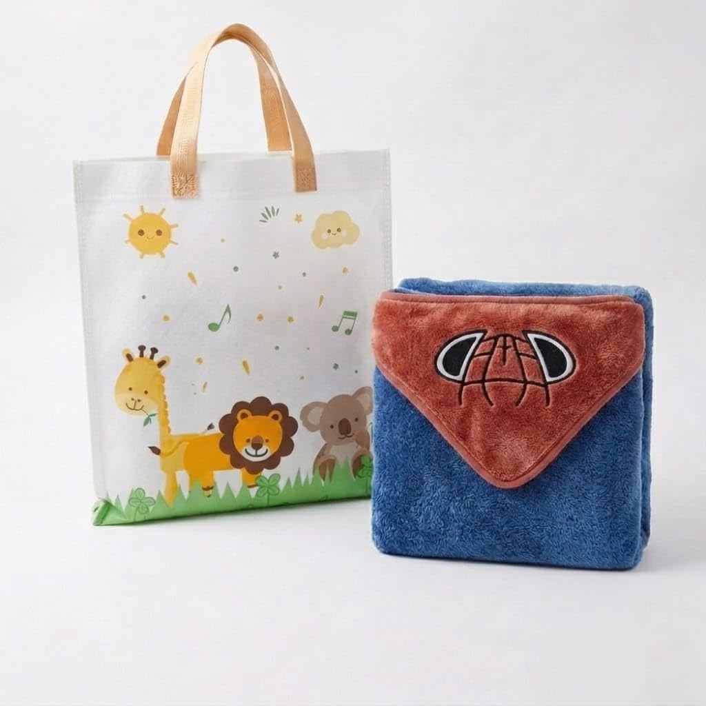 Babyholic Baby Hooded Wrapping, Bath Towel, Cotton Terry, Soft and Cosy, 80x80 cm, One Size (02 Years) (Blue)