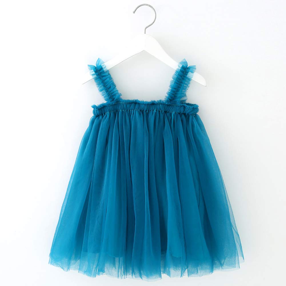 Bgfks Layered Tulle Tutu Dress For Toddler Girls,Baby Girl Rainbow Tutu Princess Skirt Set With Flower Headband.(Blue,2T)