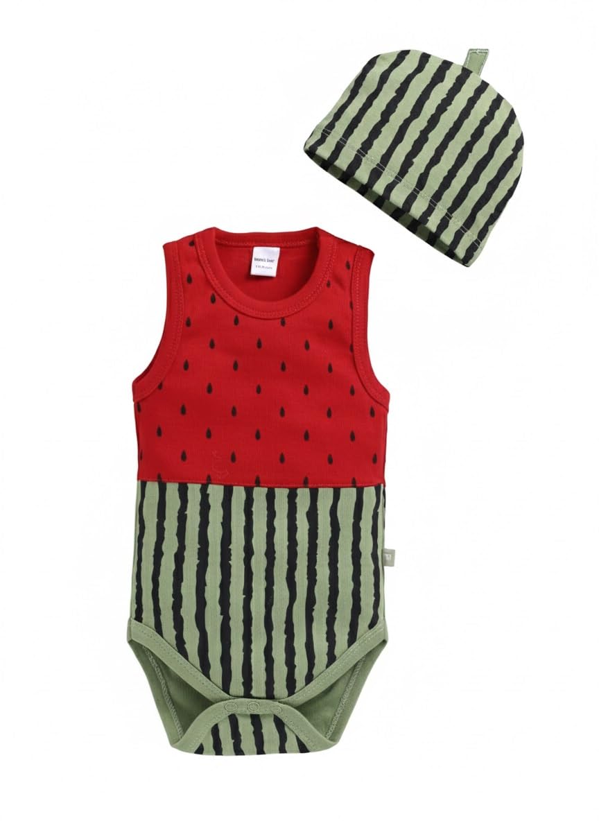 MomS Love Soft & Pure Cotton Bodysuits For Infant Boys (Green, Pack Of 1)
