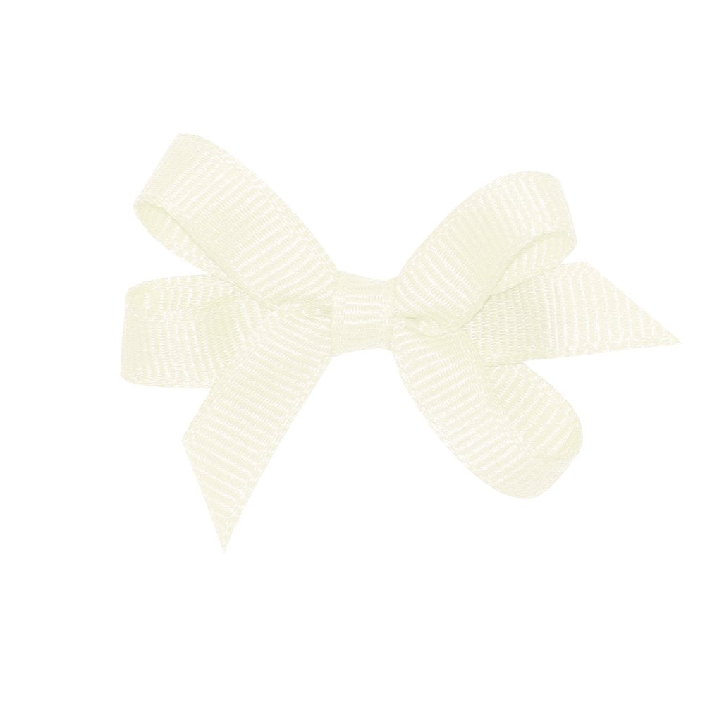 Wee Ones Girls' Classic Grosgrain Hair Bow With Plain Wrap Center On A Weestay Hair Clip, Handmade, Baby Sized Bow, Antique Whit