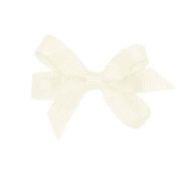 Wee Ones Girls' Classic Grosgrain Hair Bow With Plain Wrap Center On A Weestay Hair Clip, Handmade, Baby Sized Bow, Antique Whit