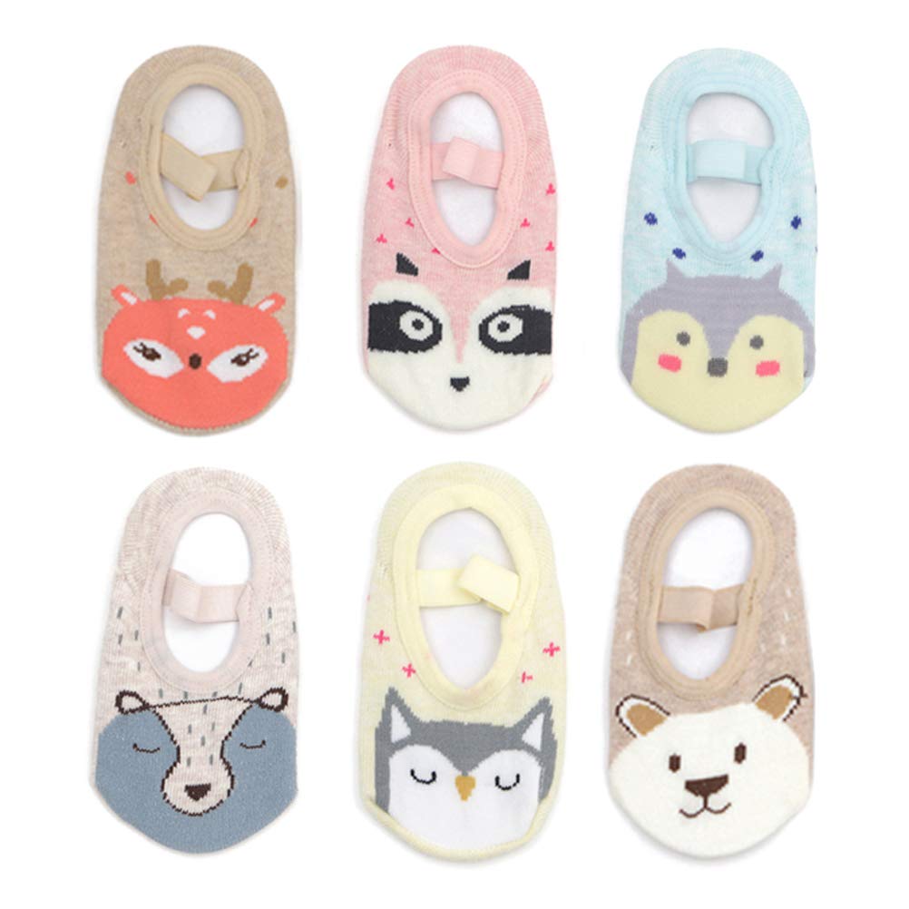 Yenzat Baby Toddler Anti Slip Non Skid Socks With Grip For Infant Girls Slippers 6-12 Months 6 Pairs