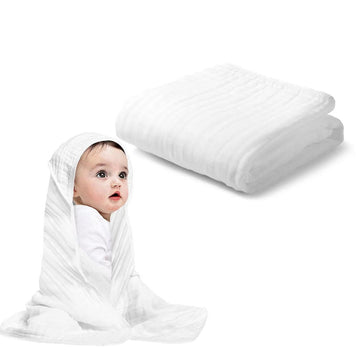 Arnzion Baby Hooded Towels For Babies And Toddlers, Muslin Baby Bath Towel Soft And Absorbency For Boys And Girls (Pure White 1