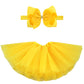 Bgfks 5 Layered Toddlers Tulle Tutu Skirt For Girls With Headband For Baby Girl 0 To 36 Months (Yellow, S,0-6 Months)