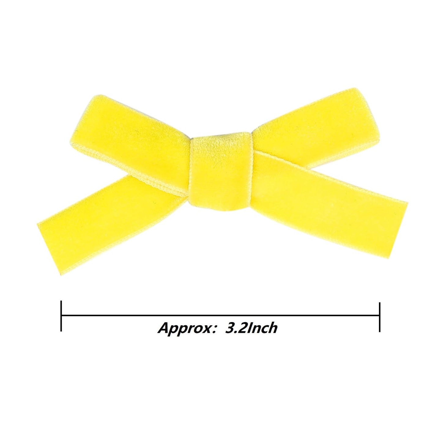 Cute 3.2' Yellow Assorted Velvet Bow Hair Clips For Baby Girls, Toddlers, Kids, And Teens - 2 Pack