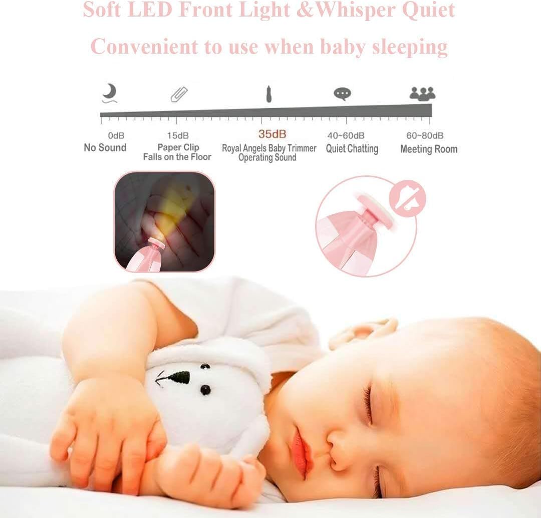 Baby Nail File Electric Nail Trimmer File Manicure Set, Toes Fingernails Care Trimmer With Led Light For Newborn, Kids And Adult