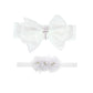 Nishine 2 Pack Baptism White Newborn Bowknot Headbands Baby Christening Hair Bows Headwrap Toddler Hairband (Cross Button)