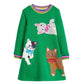 Toddler Girls Dress Baby Cute Cat Dresses Cotton Round Neck Long Sleeve Dress Spring Fall Winter Casual Clothes 4T