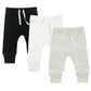 Honesborn Aiui-Harnsborn Baby Unisex 3-Pack Baby Girl Pants, Infant Boys Girls Cotton Tapered Ankle Pants(6-12 Months, Black/Off