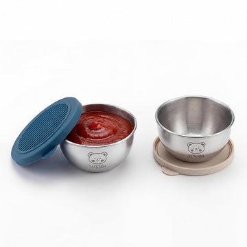 Anmok Stainless Steel Baby Bowl with Silicone Lid, 1 Pc | Food Grade 304 Steel Feeding Bowl for Babies & Toddlers | BPAFree, Le