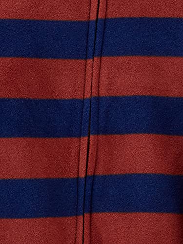 Simple Joys By Carter'S Kids' Holiday Loose-Fit Flame Resistant Fleece Footed Pajamas, Burgundy Stripe/Light Blue Moose, 2T