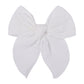 5.5 Inch White Fable Hair Bow: Handmade Linen Cotton Hair Clip For Girls - 1 Pcs