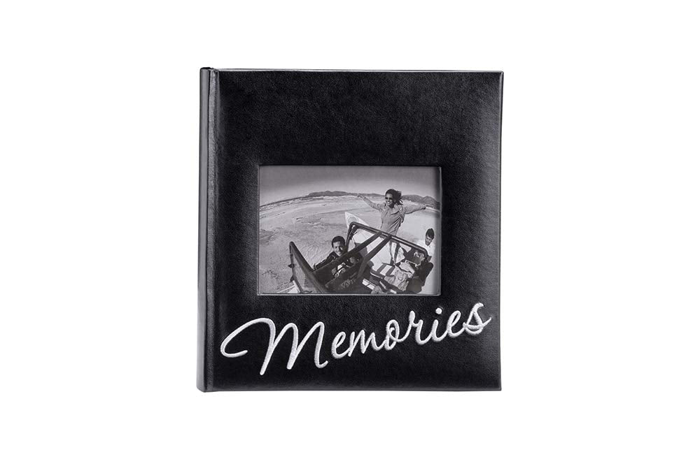 Malden International Designs Memories Cursive 2-Up With Memo Space Photo Album, 160-4X6, Black