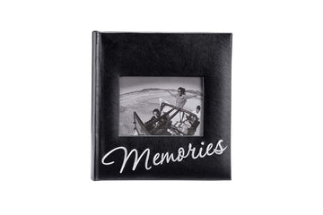Malden International Designs Memories Cursive 2-Up With Memo Space Photo Album, 160-4X6, Black