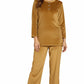 FASHIOFFLY Mandarin Collar Long Sleeves Velvet Top & Pyjamas Winter Night Suits (Set of 2)163 GoldXL